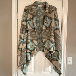 Southwestern style draped sweater cardigan
